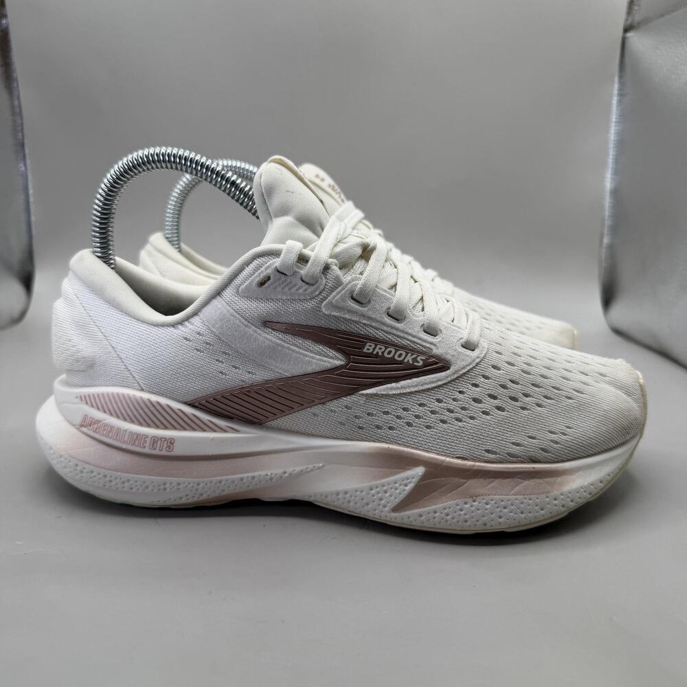 Brooks Adrenaline GTS 24 Shoes Womens Size 6 White Rose Gold Running Sneakers